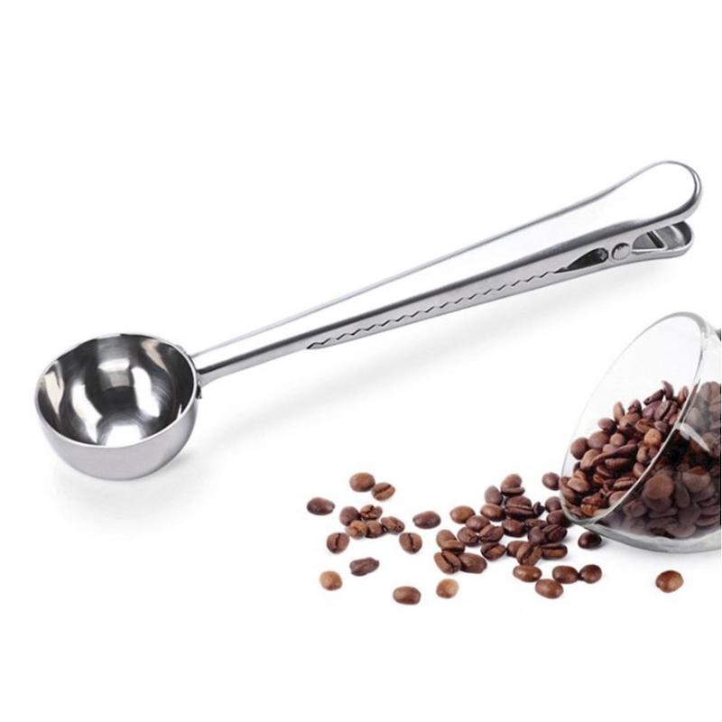 Amazon hetsäljande kaffesked med kaffesäckklämma rostfritt stål kaffeskedklämma
